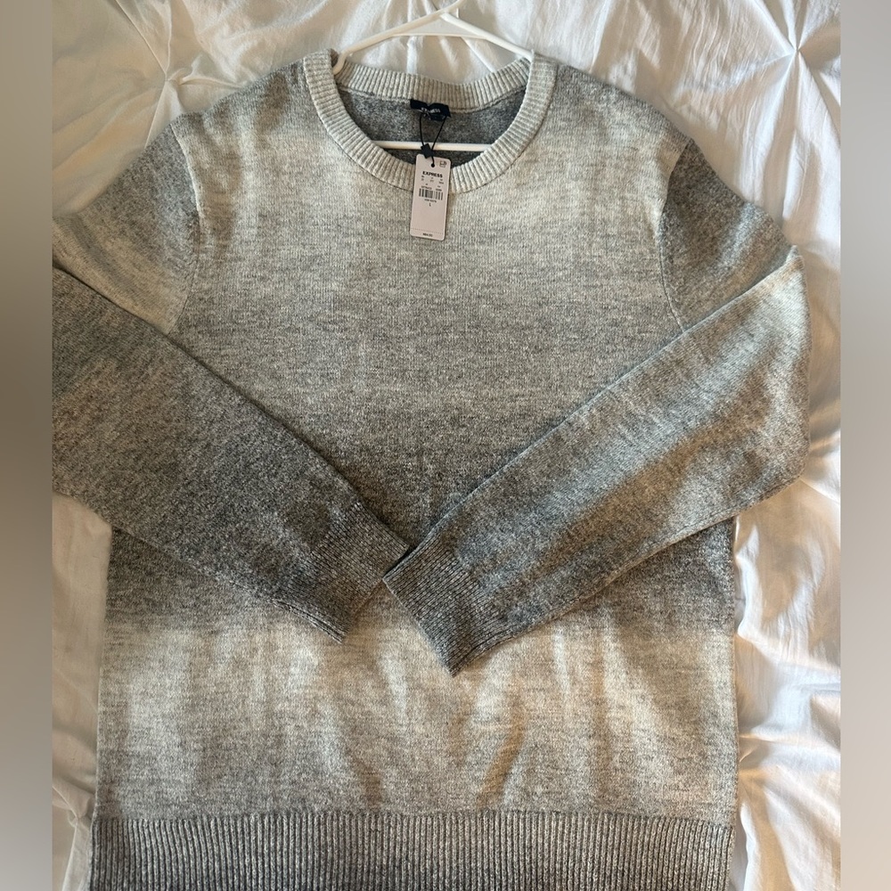 Men’s Express Sweater, Grey and Black, Size Large, NWT